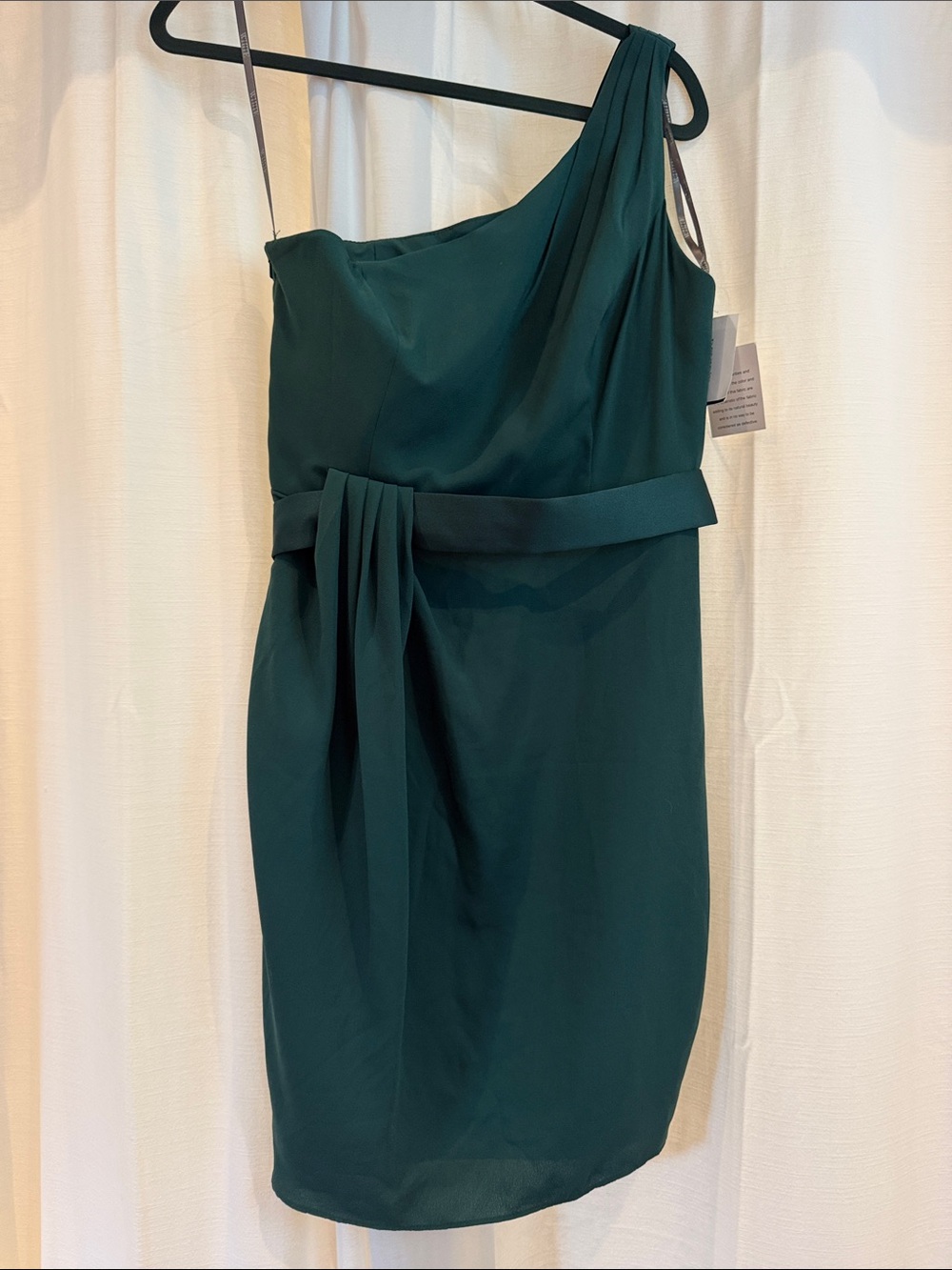 White by Vera Wang Emerald Green Asymmetrical One-Shoulder Cocktail Dress